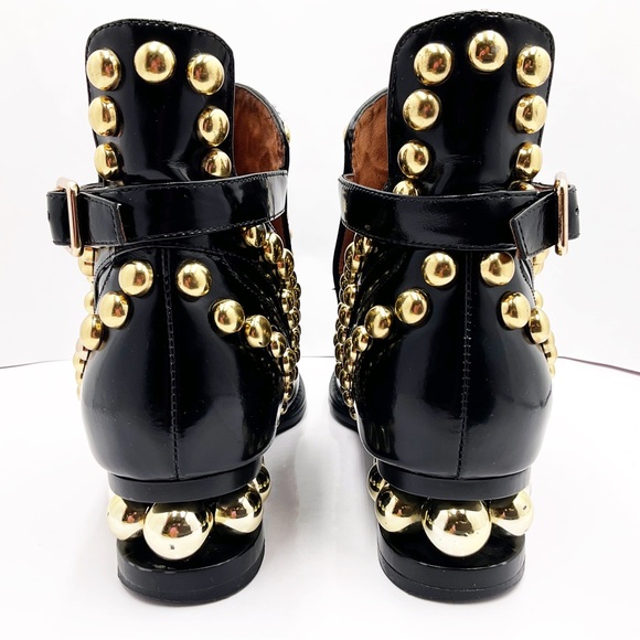 {Jeffery Campbell} Rylance Gold Studded Patent Leather Booties - Picture 8 of 16